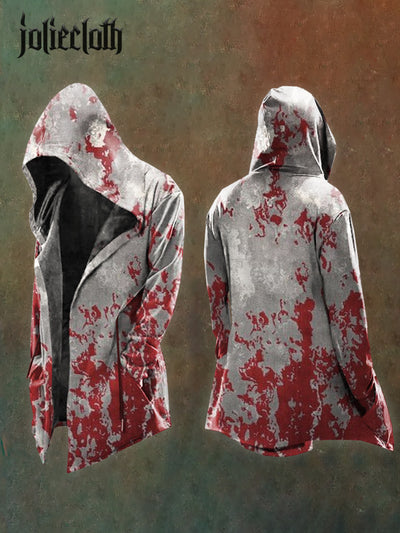 Men's Abstract Halloween Blood Texture Illustration Hooded Jacket