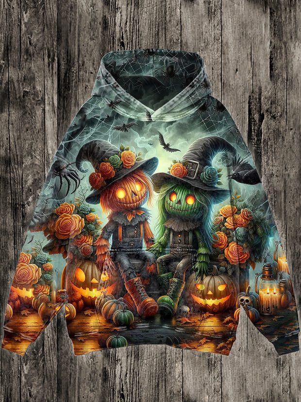 Unisex Halloween Pumpkin Art Illustration Graffiti Print Casual Long Sleeve Sweatshirt