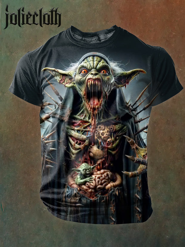 Men's Halloween Corrosion Monster Illustration Printed Casual Cotton Short Sleeve T-shirt