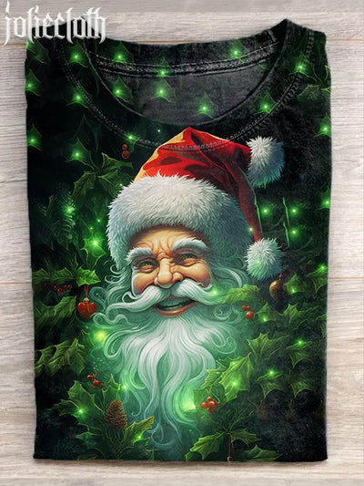 Santa Claus Art Print Casual Cotton Short Sleeve T-Shirt