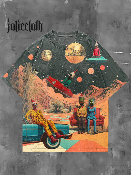 Unisex Surreal Christmas Desert Character Illustration Casual Cotton Short Sleeve T-shirt