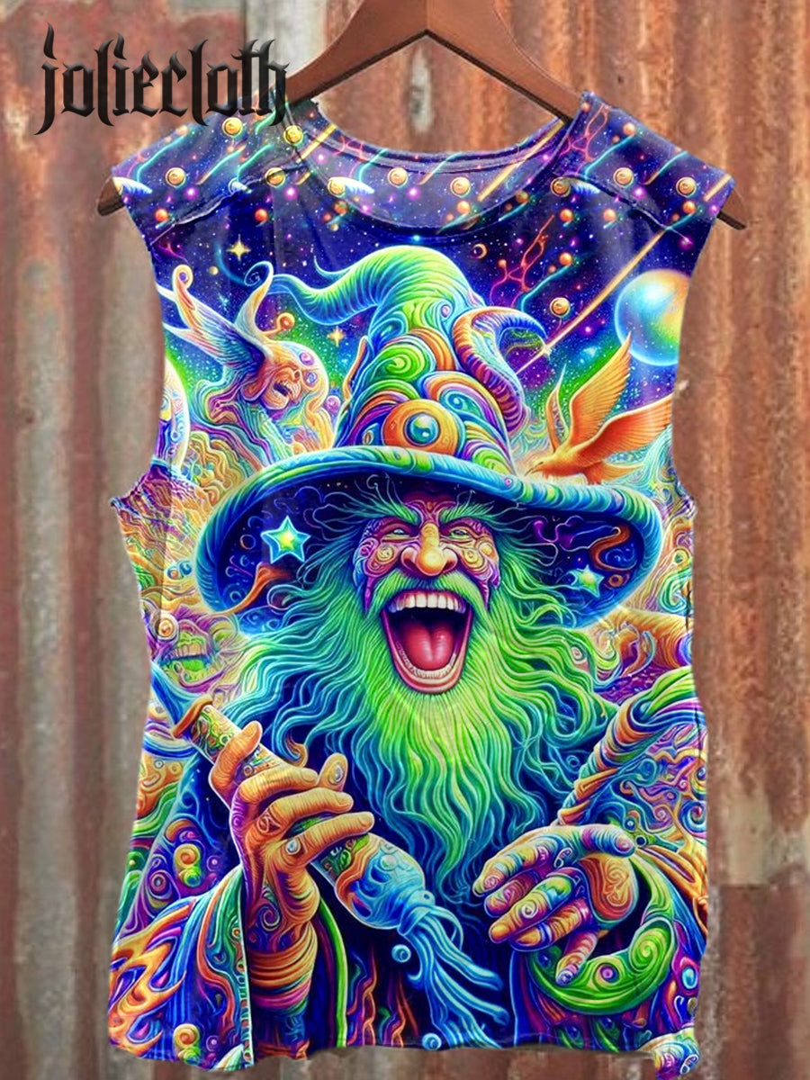 Unisex Fantasy Smoking Art Illustration Printed Casual Cotton Tank Top