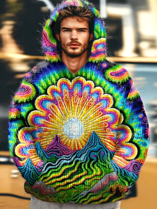 Men's Hippie Art Illustration Print Casual Long Sleeve Sweater