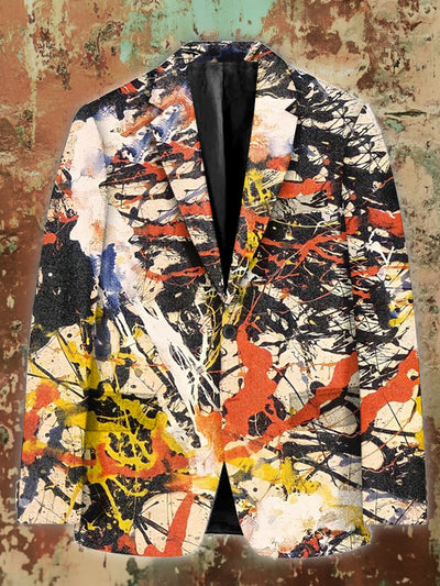 Unisex Urban Graffiti Art Illustration Print Casual Long Sleeve Blazer