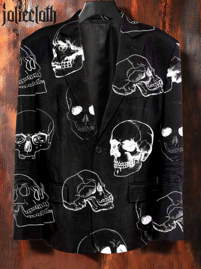 Men's Skull Graffiti Art Illustration Printed Casual Blazer