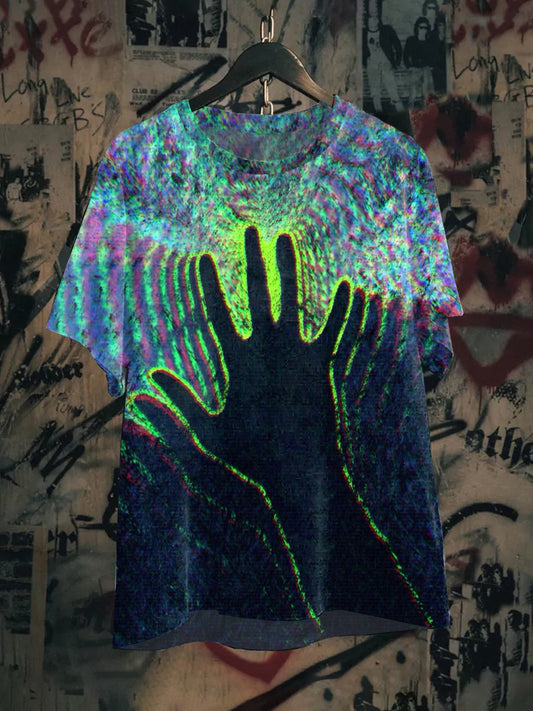 Unisex Fantasy Hand Art Illustration Printed Casual Cotton Short Sleeve T-shirt