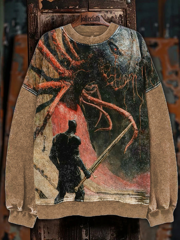 Unisex Dark Fantasy World Illustration Print Long Sleeve Sweatshirt