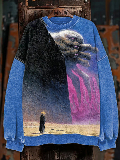 Unisex Dark Fantasy World Illustration Print Long Sleeve Sweatshirt