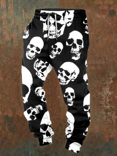 Men's Skull Illustration Printed Casual Pants