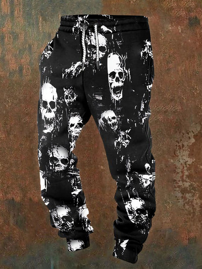 Men's Skull Illustration Printed Casual Pants