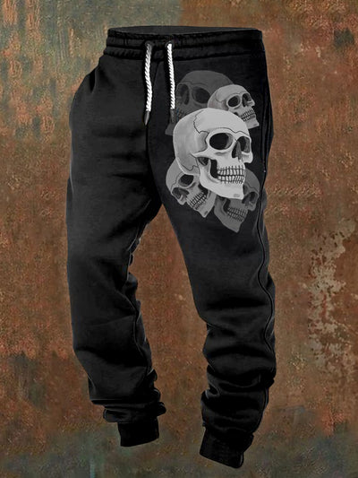 Men's Skull Illustration Printed Casual Pants