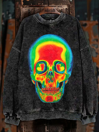 Unisex Skull Illustration Printed Casual Long Sleeve Sweatshirt