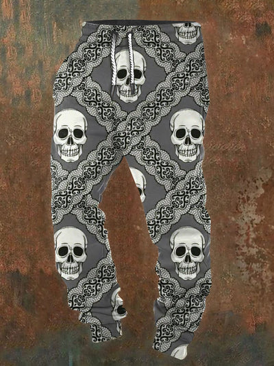 Men's Skull Illustration Printed Casual Pants