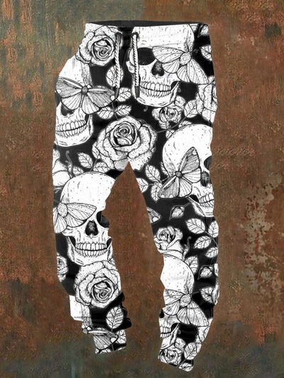 Men's Skull Illustration Printed Casual Pants