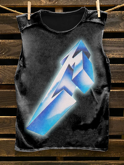 Unisex 3D Letter Illustration Printed Casual Cotton Tank Top