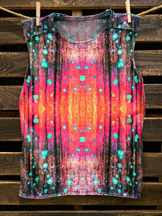 Unisex Vintage Texture Illustration Printed Casual Cotton Tank Top