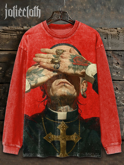 Unisex Retro Tattoo Illustration Printed Casual Long Sleeve Sweatshirt