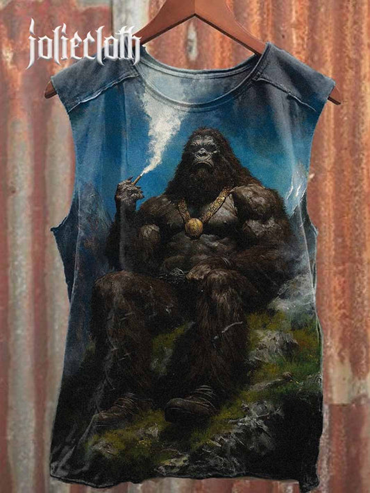 Unisex Funny Monkey Illustration Casual Cotton Tank Top