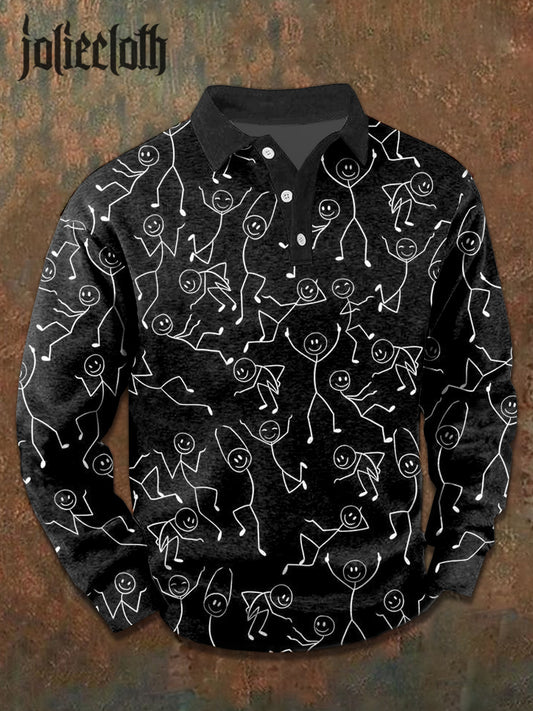 Men's Funny Villain Illustration Print Casual Polo Shirt