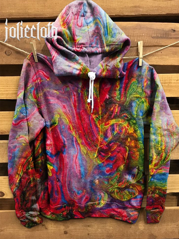 Unisex Colorful Art Illustration Printed Casual Hoodie