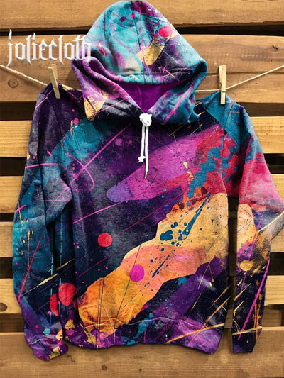 Unisex Colorful Art Illustration Printed Casual Hoodie