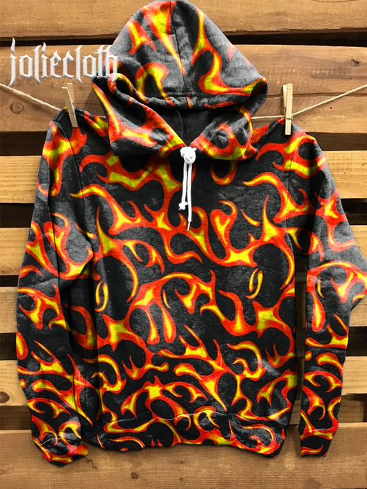 Unisex Colorful Art Illustration Printed Casual Hoodie