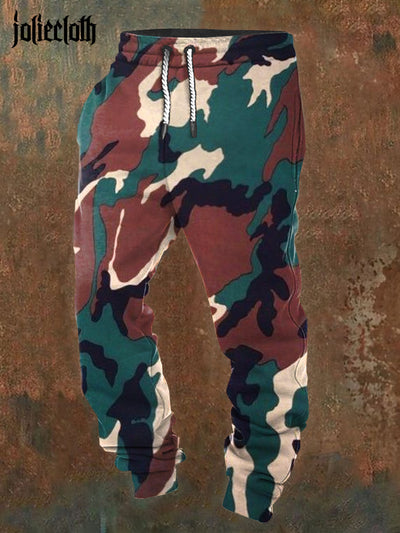 Men's Camouflage Illustration Printed Casual Sports Pants