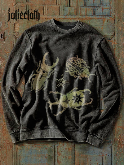 Unisex Insect Illustration Printed Casual Long Sleeve Sweatshirt