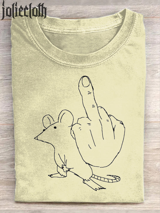 Unisex Funny Illustration Printed Casual Cotton Short Sleeve T-shirt