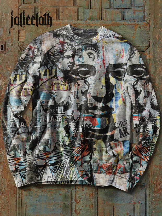 Unisex Art Graffiti Illustration Printed Casual Long Sleeve Sweatshirt