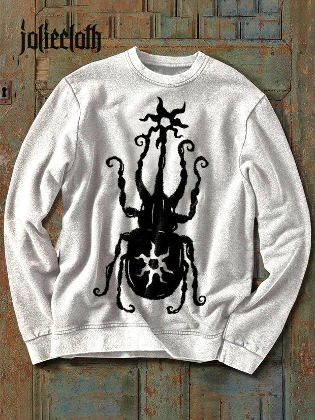 Unisex Insect Illustration Printed Casual Long Sleeve Sweatshirt