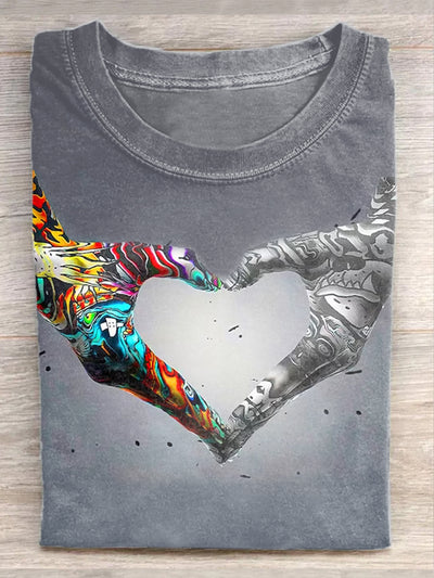 Unisex Valentine's Day Love Art Graffiti Illustration Printed Cotton T-shirt