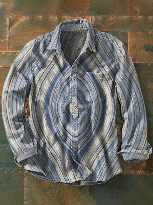 Unisex Retro Illustration Printed Casual Long Sleeve Shirt