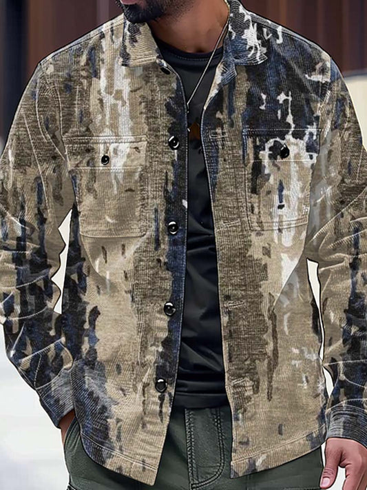 Retro Fashion Textured Art Pattern Printed Casual Jacket