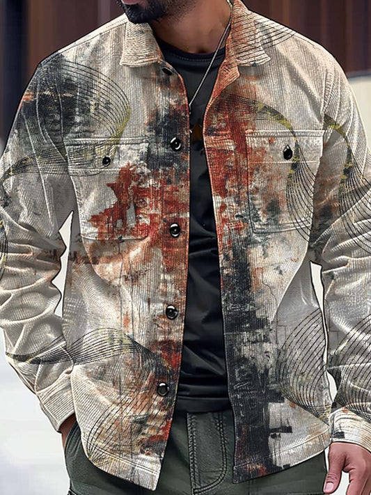 Retro Fashion Textured Art Pattern Printed Casual Jacket