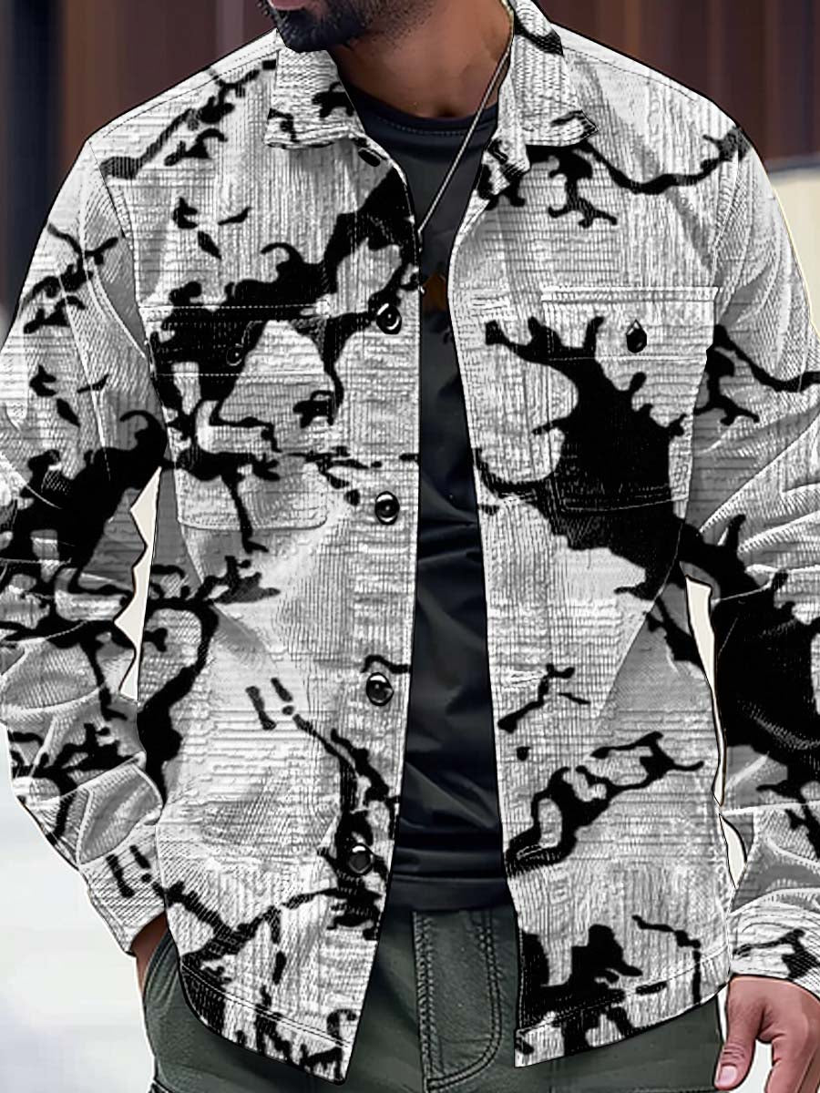 Retro Fashion Textured Art Pattern Printed Casual Jacket