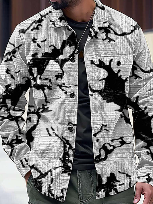 Retro Fashion Textured Art Pattern Printed Casual Jacket