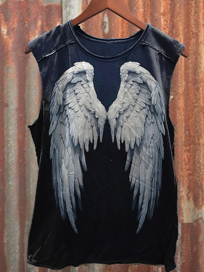 Men's Casual Angel's Wings Printed Tank Top