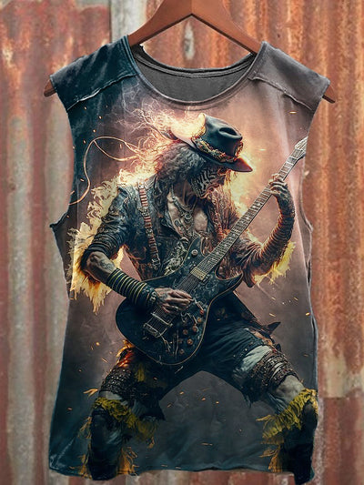 Men's Casual Trendy Guitarist Printed Tank Top