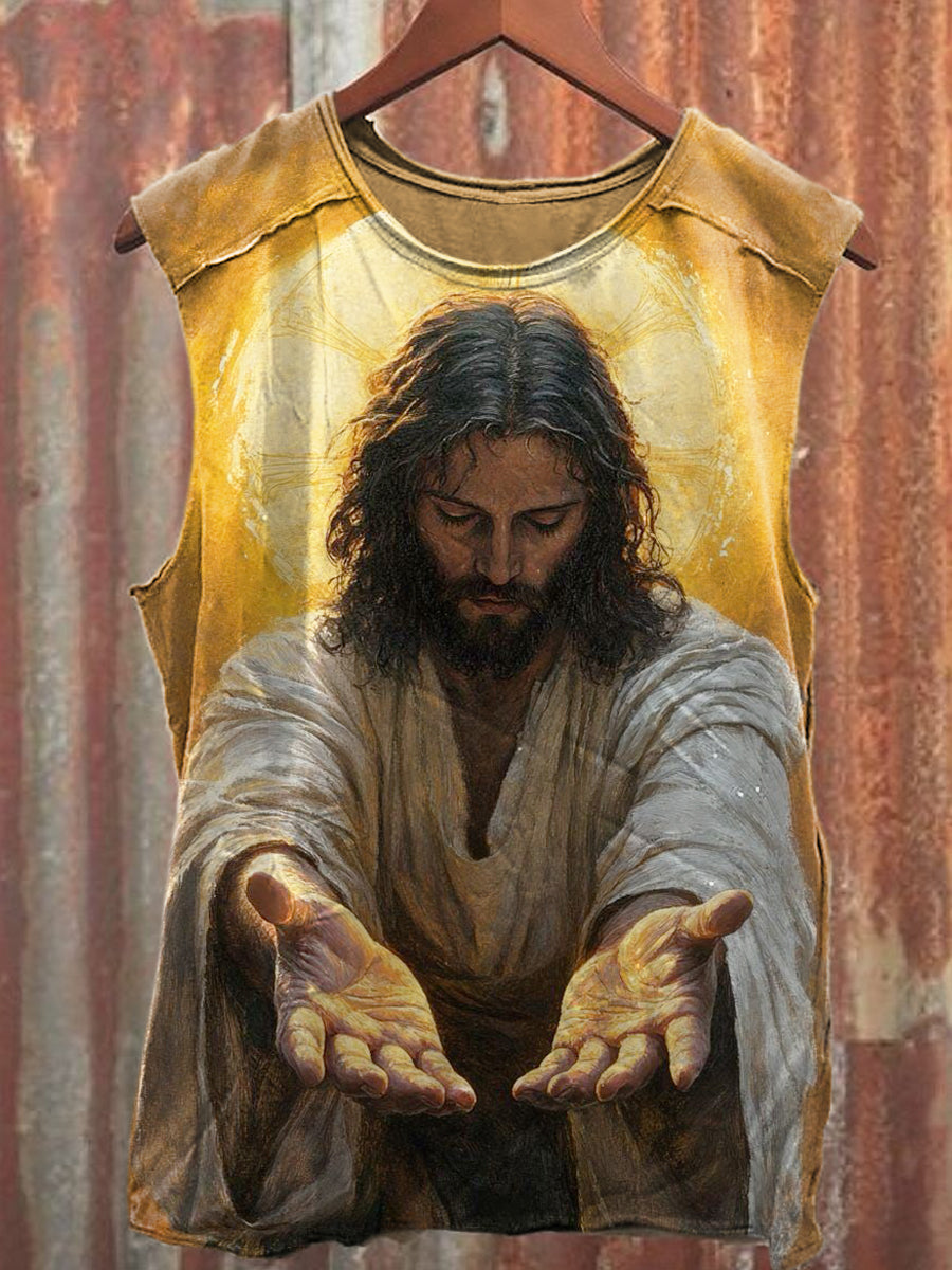 Men's Casual Retro Jesus Printed Tank Top