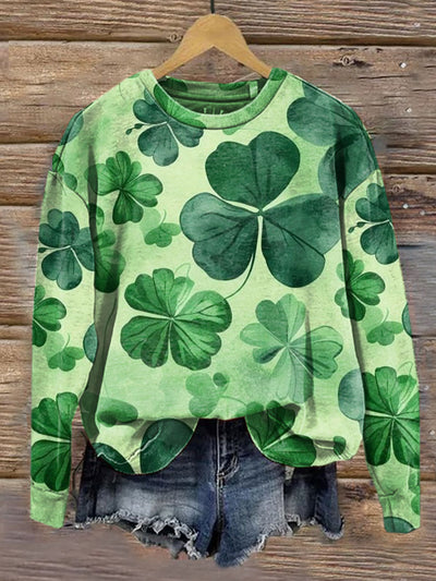 Unisex Retro St. Patrick's Day Illustration Printed Casual Sweatshirt