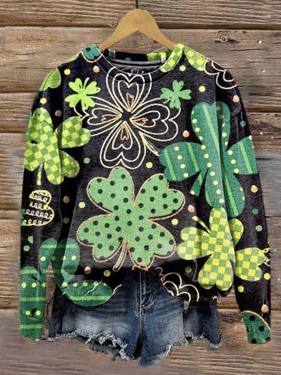 Unisex Retro St. Patrick's Day Illustration Printed Casual Sweatshirt