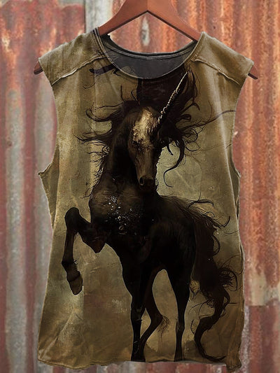 Men's Casual Dark Unicorn Printed Tank Top