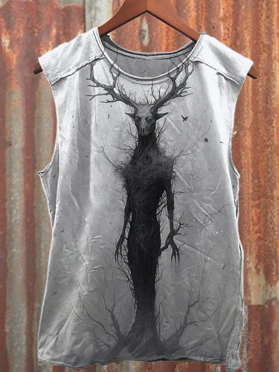 Men's Casual Dark Tree Spirit Printed Tank Top