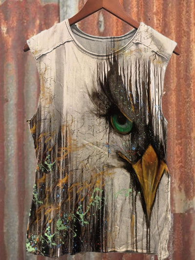 Unisex Retro Eagle Illustration Print Casual Tank Top