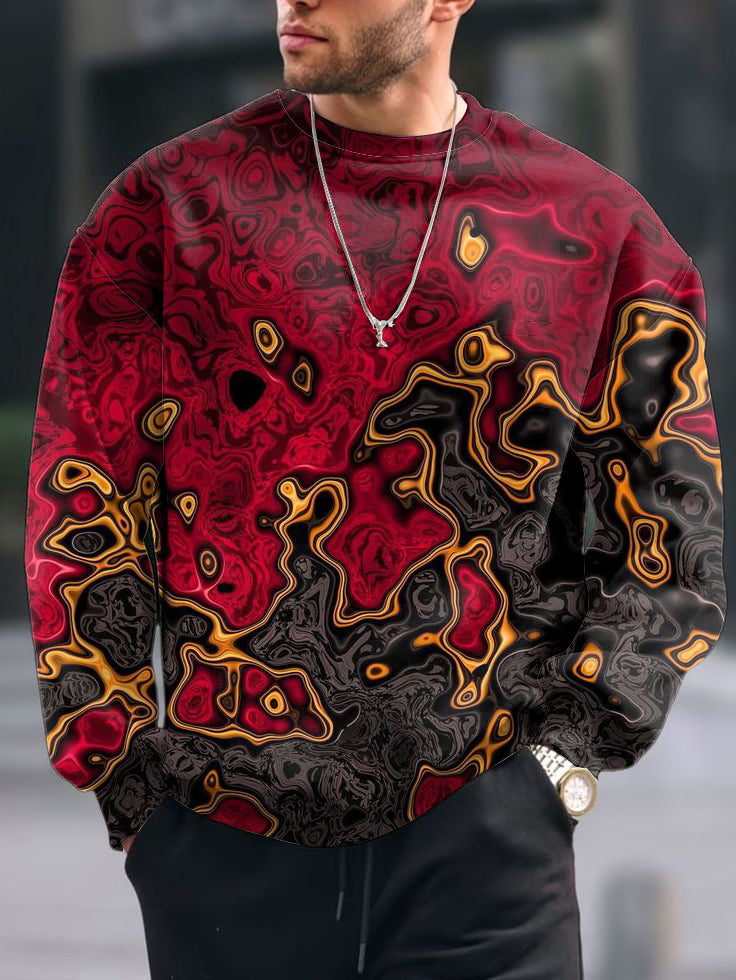 Men's Vintage Print Crew Neck Casual Sweatshit