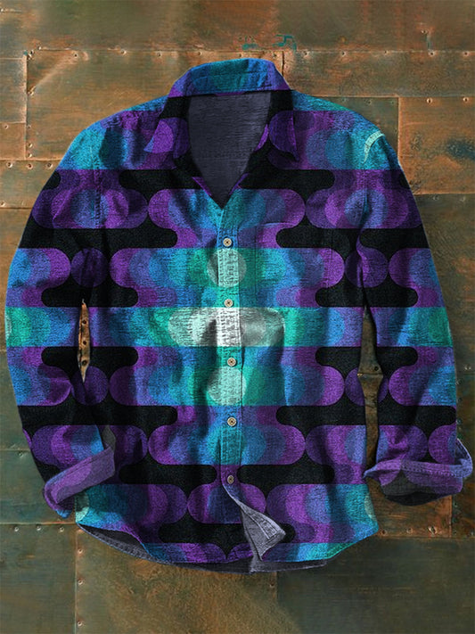 Retro Boho Floral Art Printed Western Vintage Unisex Casual Cotton Long Sleeve Shirt