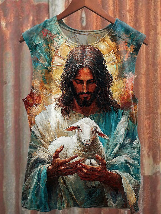 Men's Casual Colorful Jesus Printed Tank Top