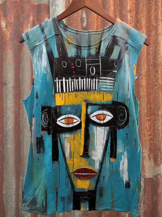 Retro Graffiti Illustration Art Illustration Printed Casual Tank Top