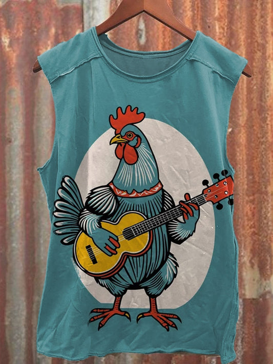 Unisex Funny Chicken Illustration Art Illustration Printed Casual Tank Top